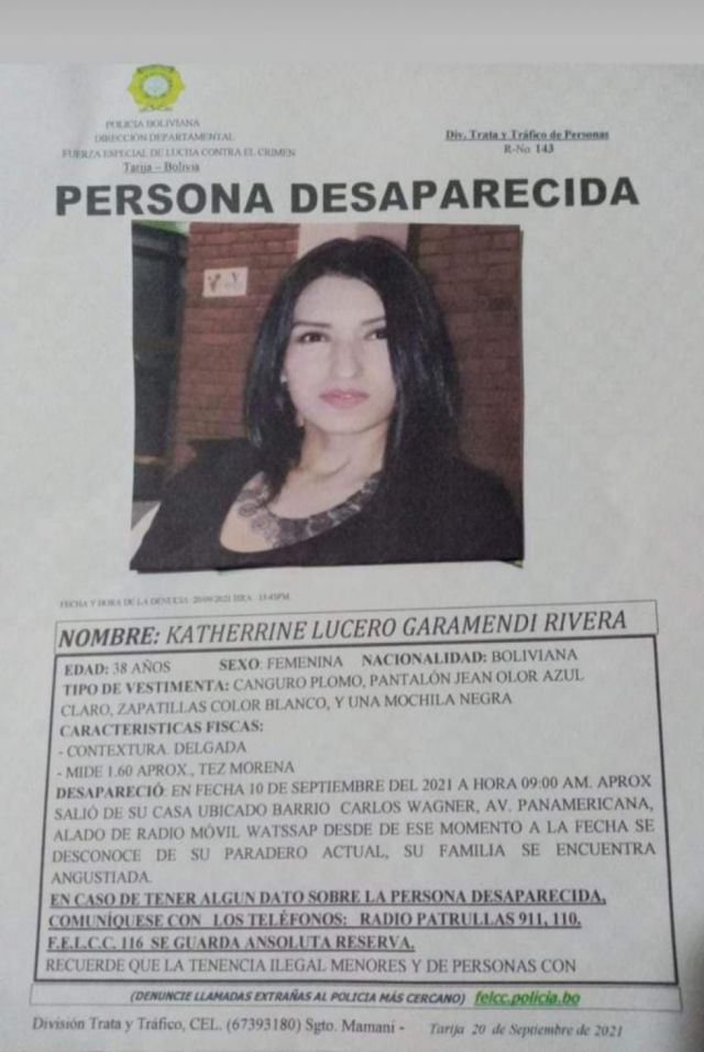 Tarija: Encuentran a mujer desaparecida en el domicilio donde trabajaba