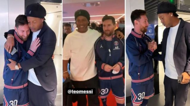 Ronaldinho y Messi tuvieron una charla íntima en París