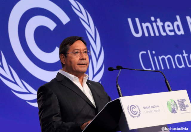 COP26: Arce plantea cambiar al modelo del ‘Vivir Bien’ como alternativa al capitalismo verde