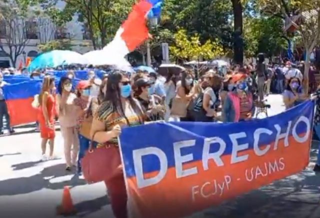 UAJMS marcha en Tarija en rechazo a la Ley 342