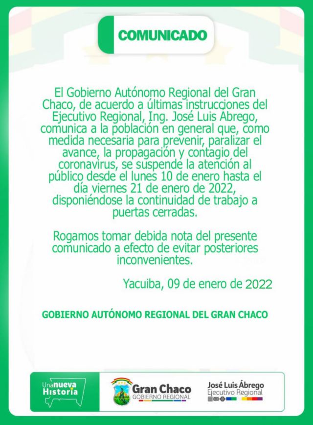 Cierran la Gobernación del Chaco por contagio masivo de covid-19