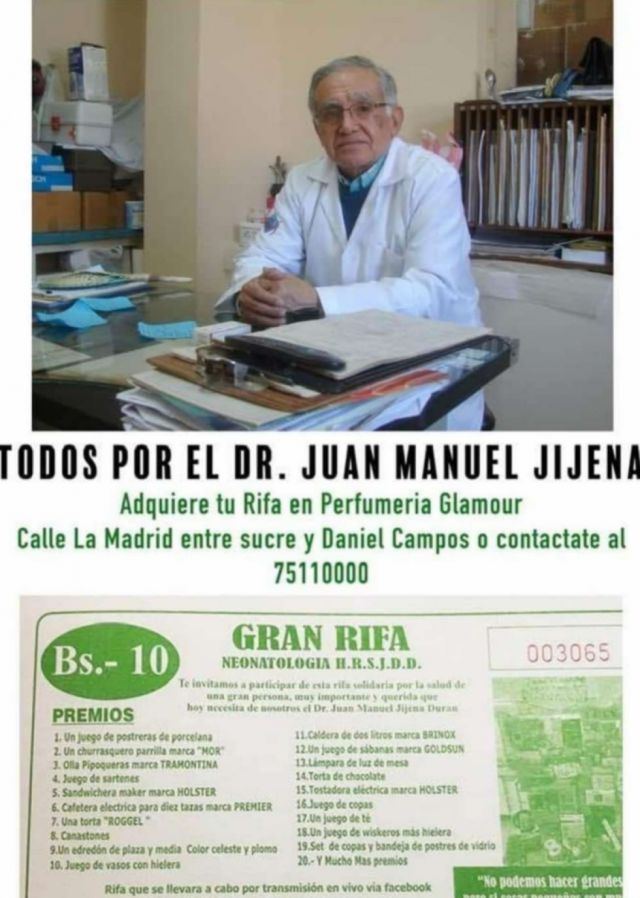 Lanzan campaña solidaria en favor del pediatra Juan Manuel Jijena