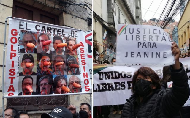 Manifestantes se movilizan a favor y en contra de Añez frente al tribunal del caso ‘golpe II’