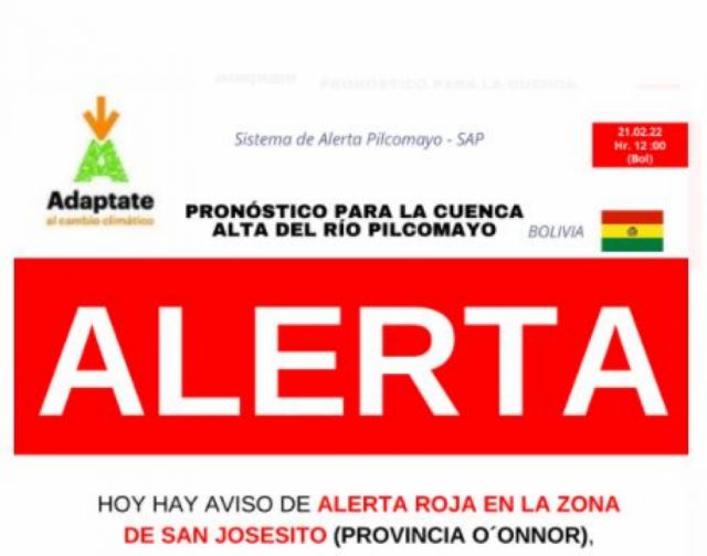 Senamhi emite alerta roja por "precipitaciones extraordinarias" en O´Connor - Tarija