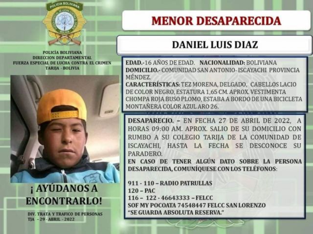 Investigan desaparición de  un adolescente y un hombre 