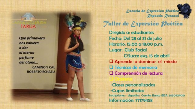 "Rapsoda Rosazul" invita a un Taller de Expresión Poética