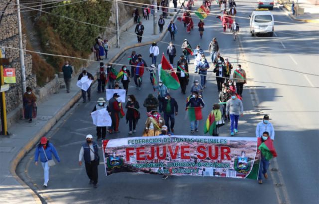 Marcha de juntas vecinales de la zona sur exige respeto a límites y censo 2023