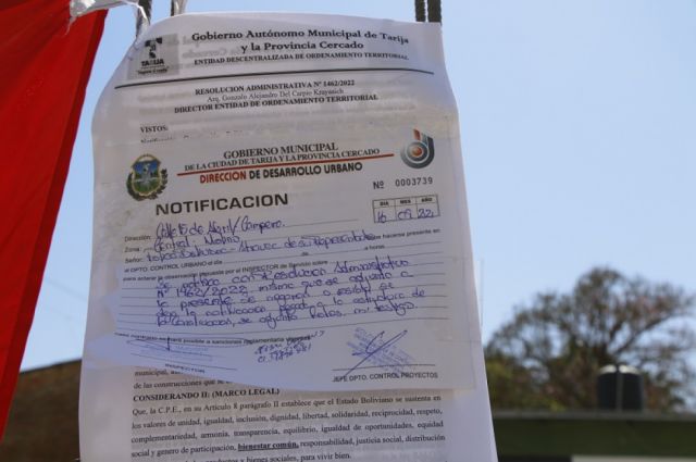 Tarija: DOT ordena demoler la construcción en la EPI Central 