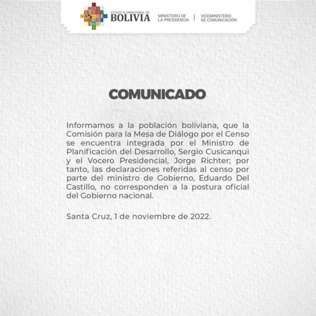Presidencia afirma que declaraciones de Del Castillo ‘no corresponden’ a la postura del Gobierno