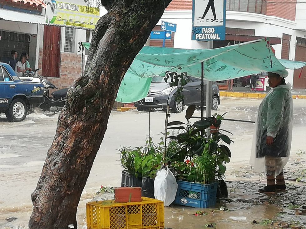 Intensa lluvia con granizo anegó varias calles y avenidas de Tarija  