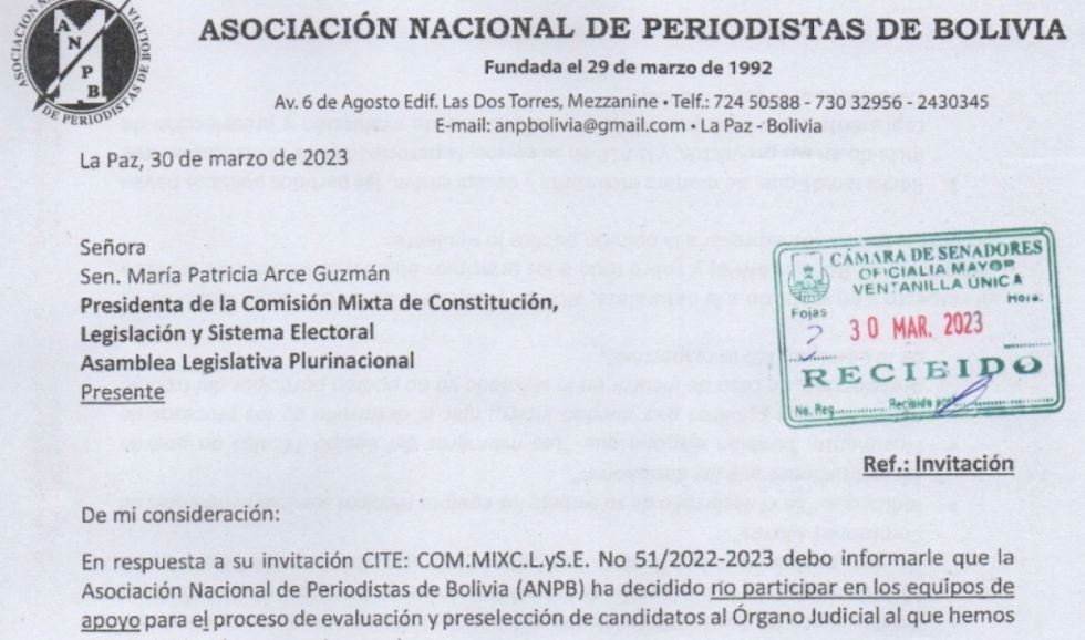 Asociación de Periodistas oficializa su rechazo a participar en la preselección judicial
