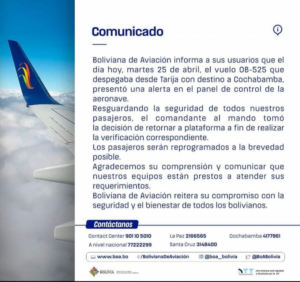 BoA suspende vuelo por seguridad y genera molestias en los pasajeros