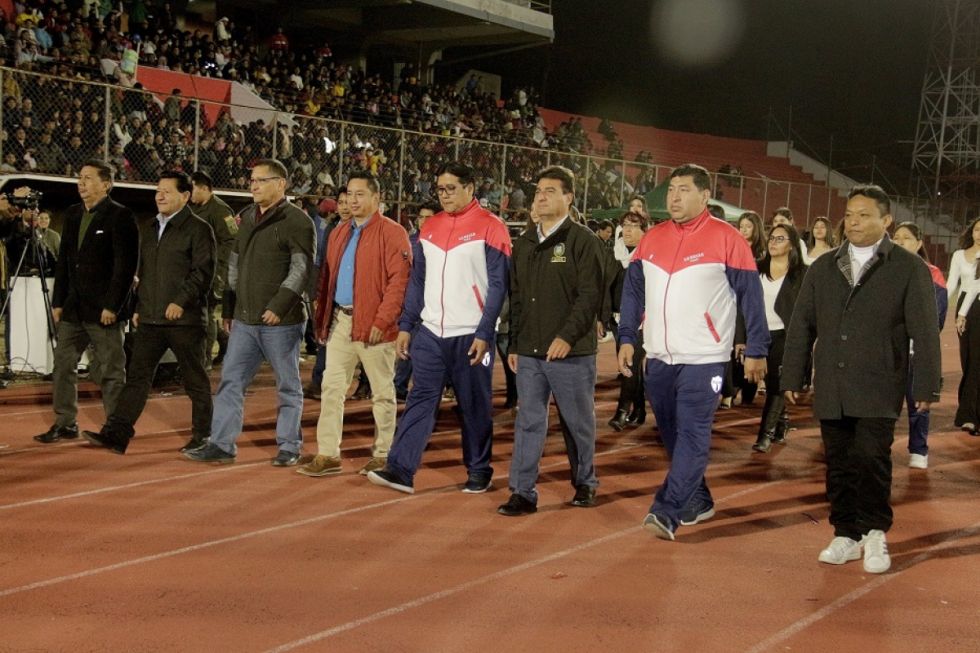Las autoridades municipales, departamentales y de educación lasallista en la inauguración