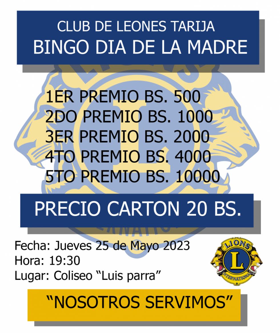 Club de Leones de Tarija lanza Bingo por el Día de la Madre