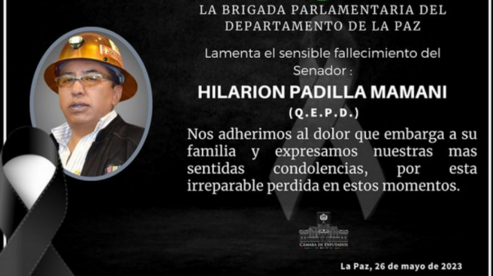 Muere el senador Padilla, el segundo legislador del MAS que fallece en las últimas 24 hrs