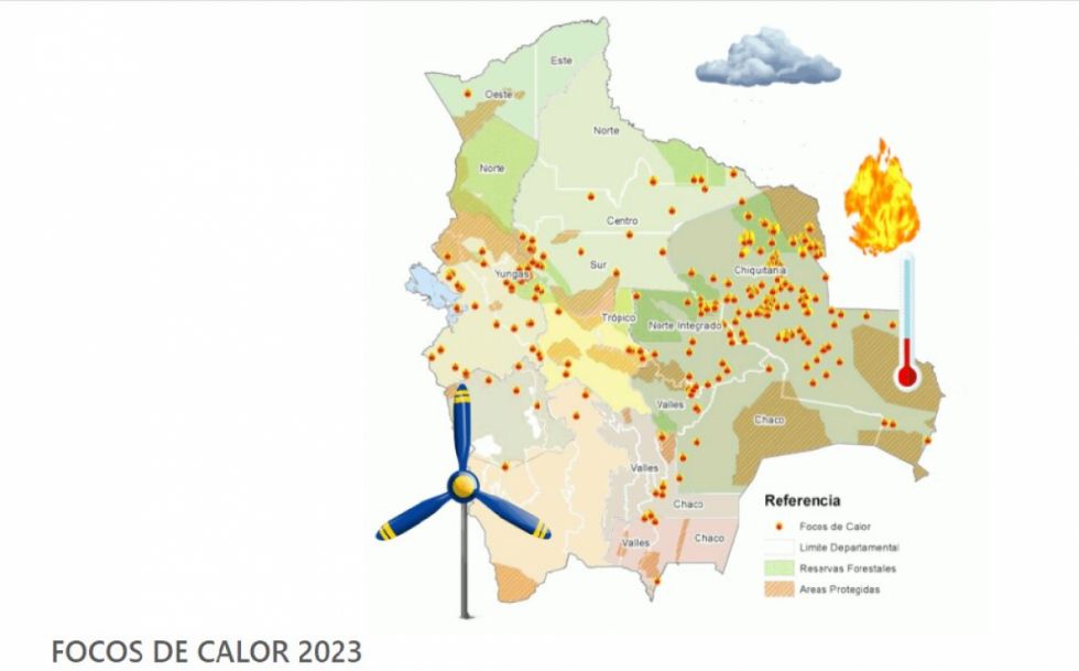 Más de 1.700 focos de calor en Bolivia