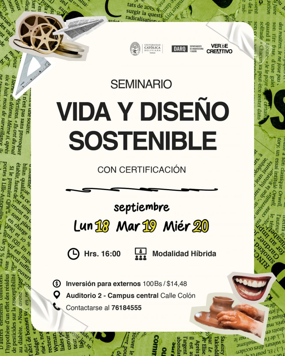 UCB anuncia el seminario “Vida y Diseño Sostenible”