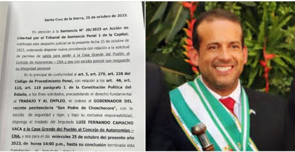 Juez autoriza salida de Camacho para asistir al Consejo Nacional de Autonomía