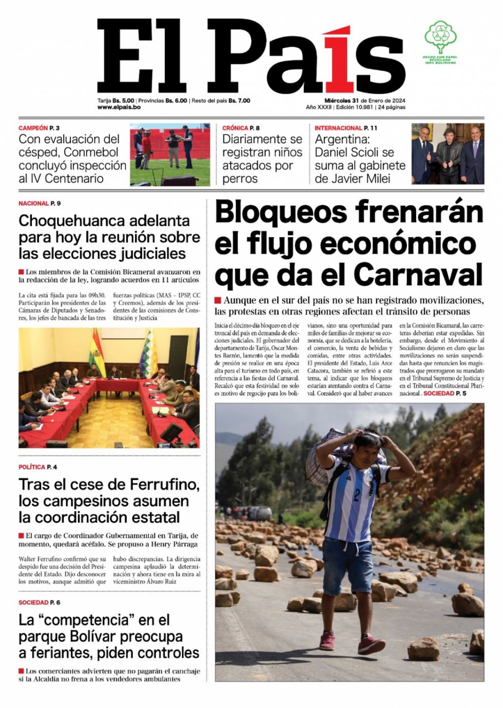 Coordinación campesina; el dólar a 8, los perros peligrosos, la cabeza de Choquehuanca... Lee las imprescindibles aquí