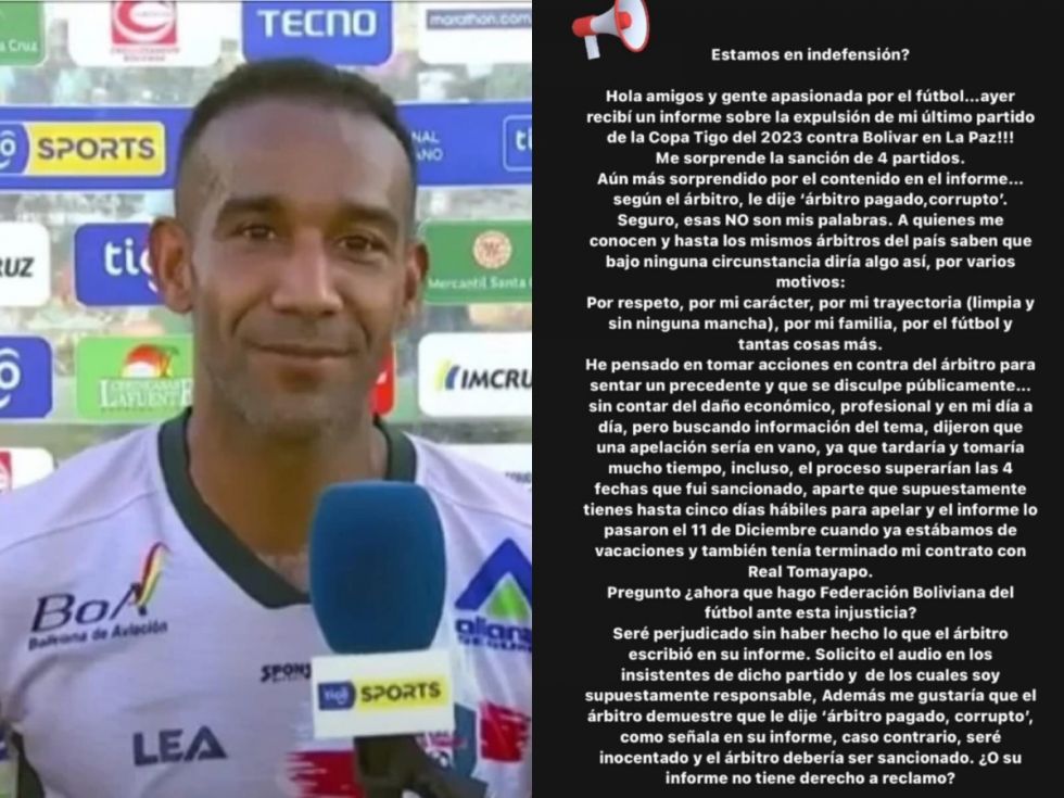 Thiago Ribeiro molesto con una sanción de 4 partidos