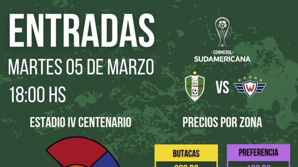 Los precios oficiales publicados por Tomayapo: Partido de Copa Sudamericana en Tarija