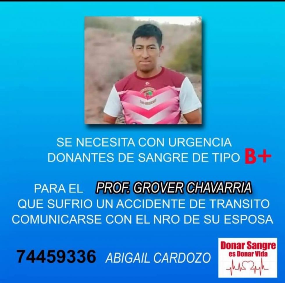Piden sangre para Grover Chavarría, herido de accidente en Las Carreras 