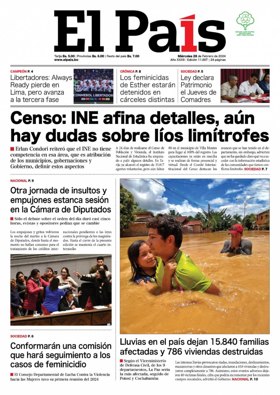 Los límites del censo, las lluvias, Milei y la Copa Libertadores: Lee las imprescindibles 