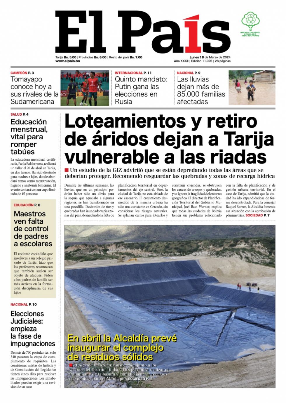 El censo, los ríos, los jueces y Vladimir Putin: Lee las imprescindibles de hoy