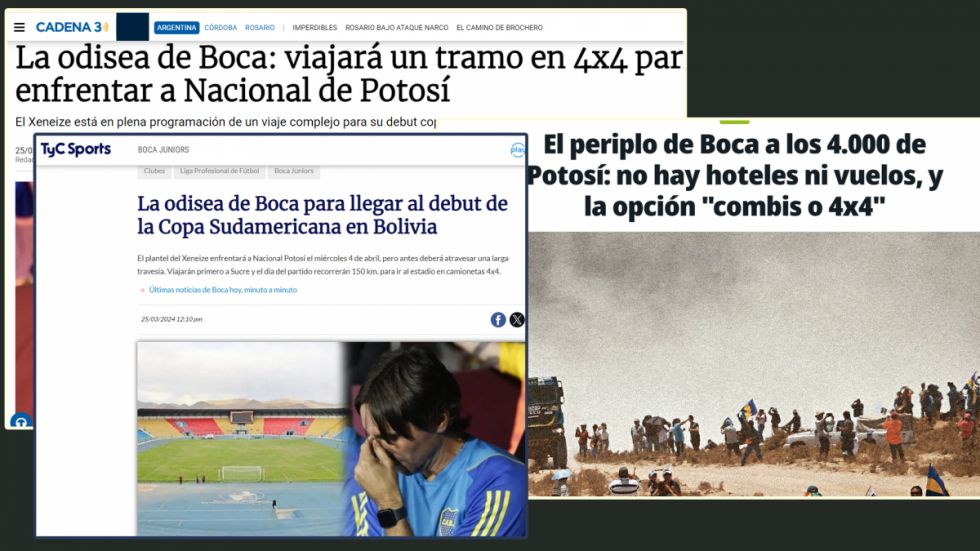 Medios argentinos etiquetan de “odisea” la visita de Boca por tener que ir de Sucre a Potosí