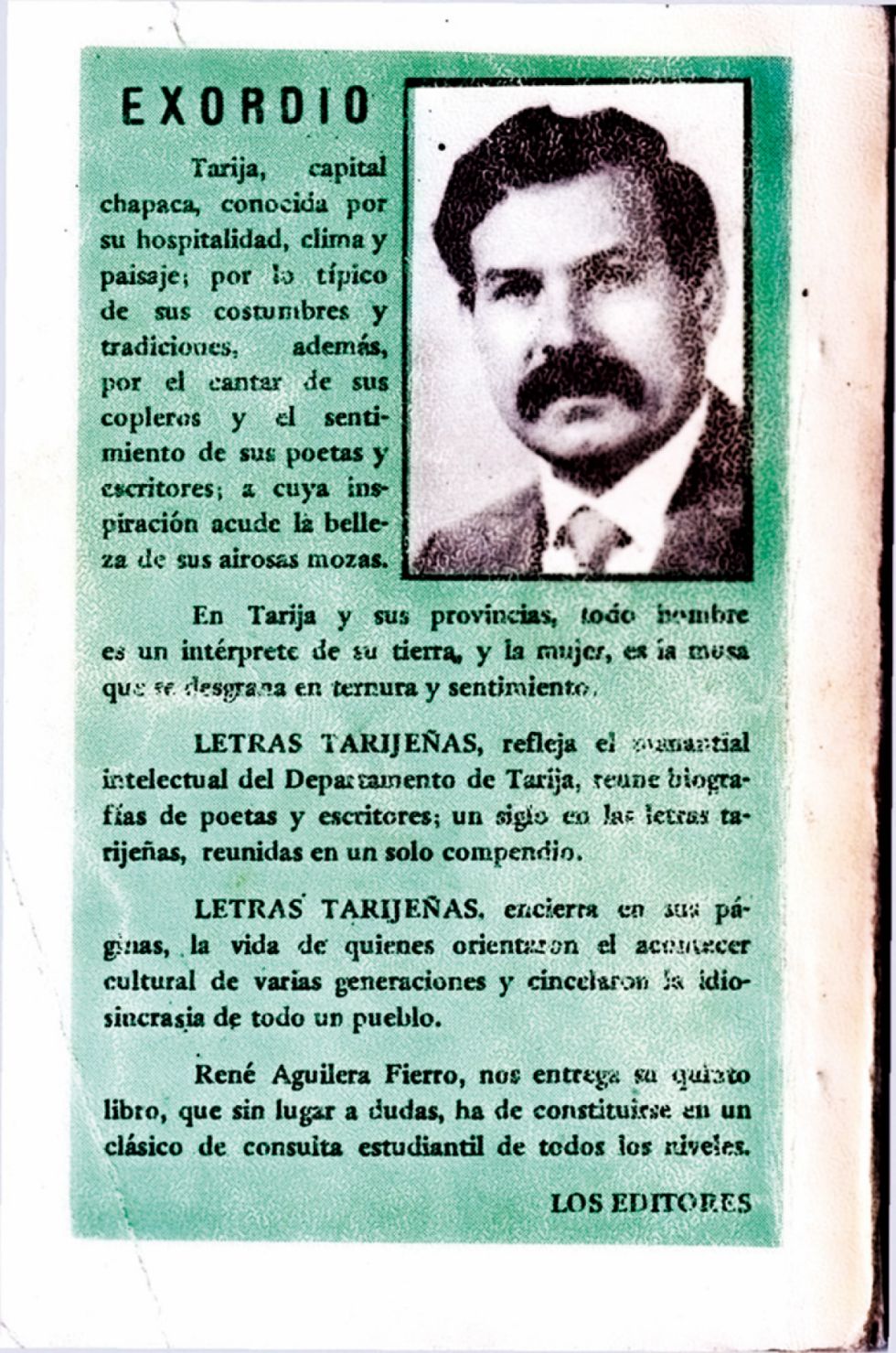 Contratapa “Letras Tarijeñas”