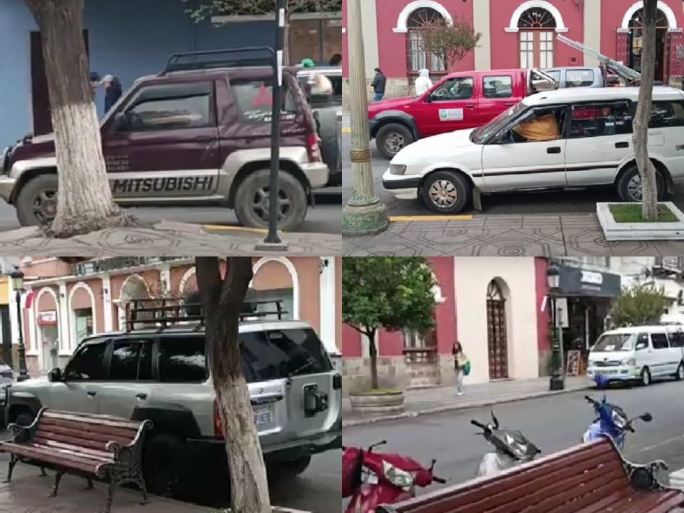 Tarija: No se cumple la prohibición de estacionamiento en la plaza Luis de Fuentes 