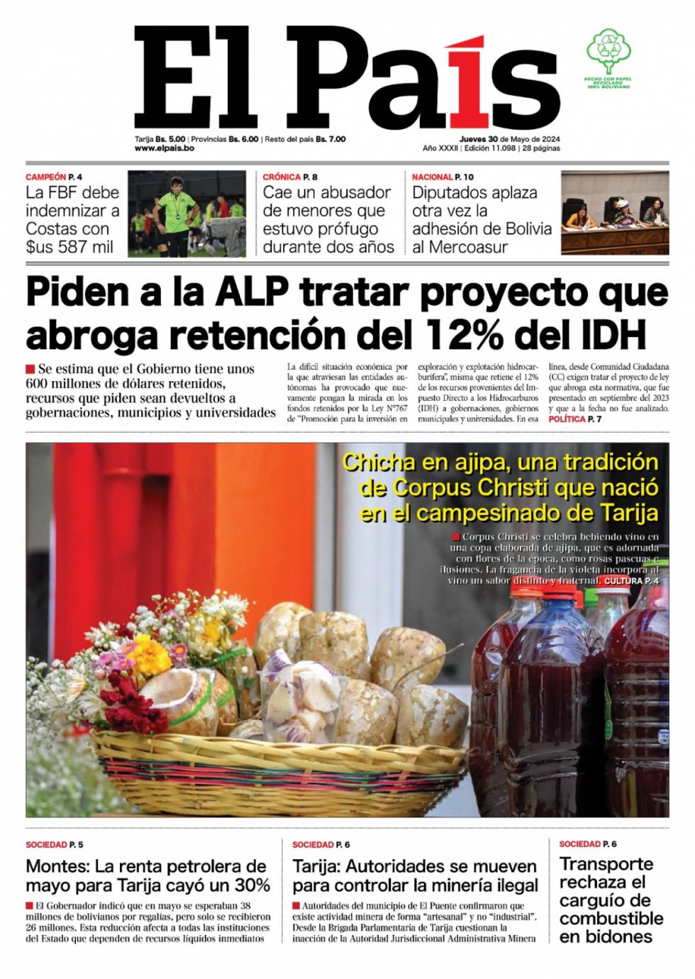 Ajipas, leyes. oro y el "timo" del 12%: Lee las imprescindibles de este jueves del Corpus