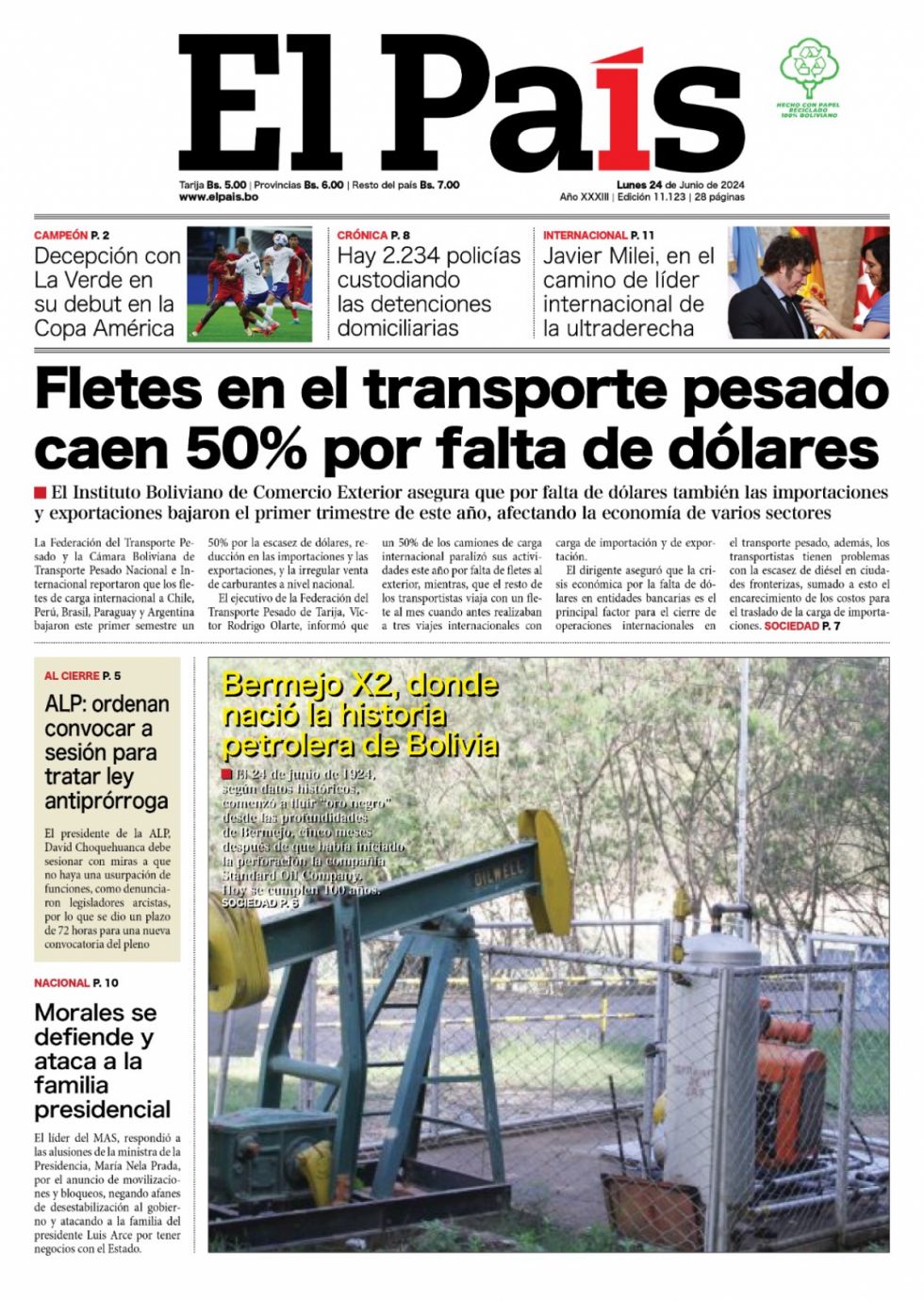 100 años de petróleo; derrota verde; el pulso Andrónico... lee las imprescindibles de hoy