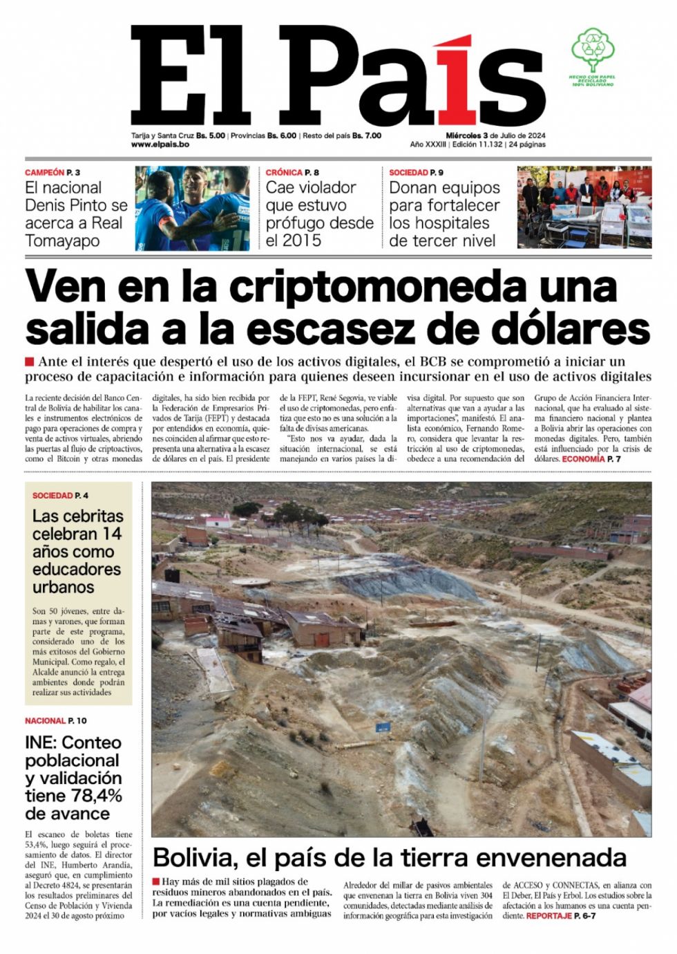 Criptomonedas, la "Lucy", la tierra envenenada de Bolivia y más: Lee las imprescindibles