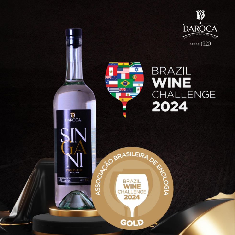 Singani Premium Daroca ganó medalla de oro en el Brazil Wine Challenge 2024