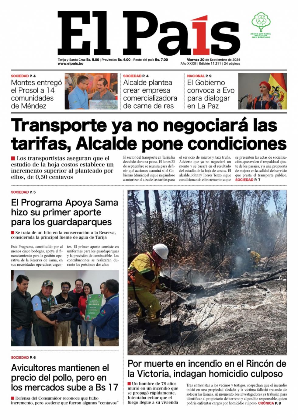 Tarifas, Sama, más incendios, diálogo entre Arce y Evo: Lee las imprescindibles 