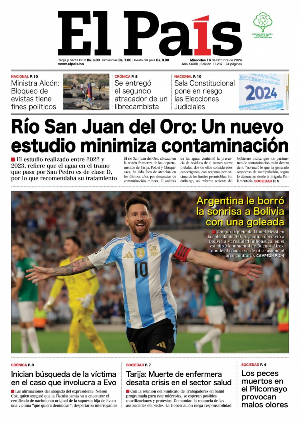 Minería, búsqueda, enfermeras y el partido con Argentina: Lee las imprescindibles 