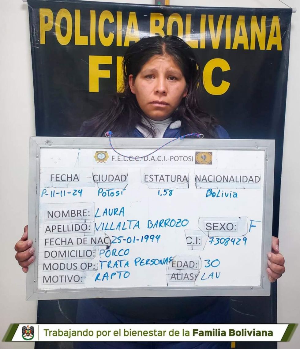 Dan detención preventiva a supuesta raptora de la bebé Luna en Potosí 
