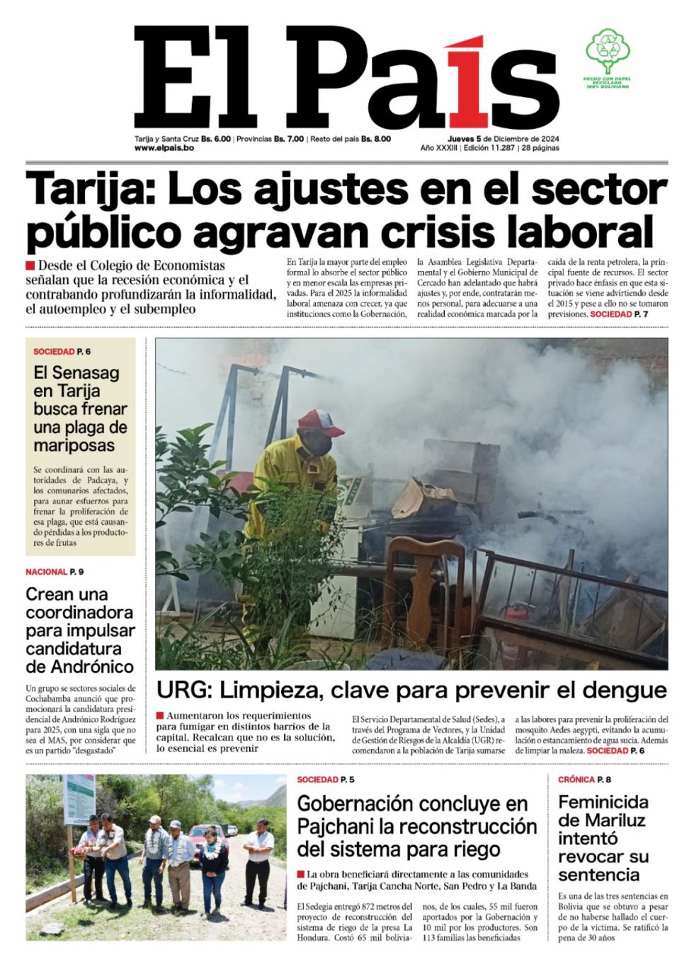 Crisis laboral, susurros a Andrónico, el tren de Tomayapo... lee las imprescindibles