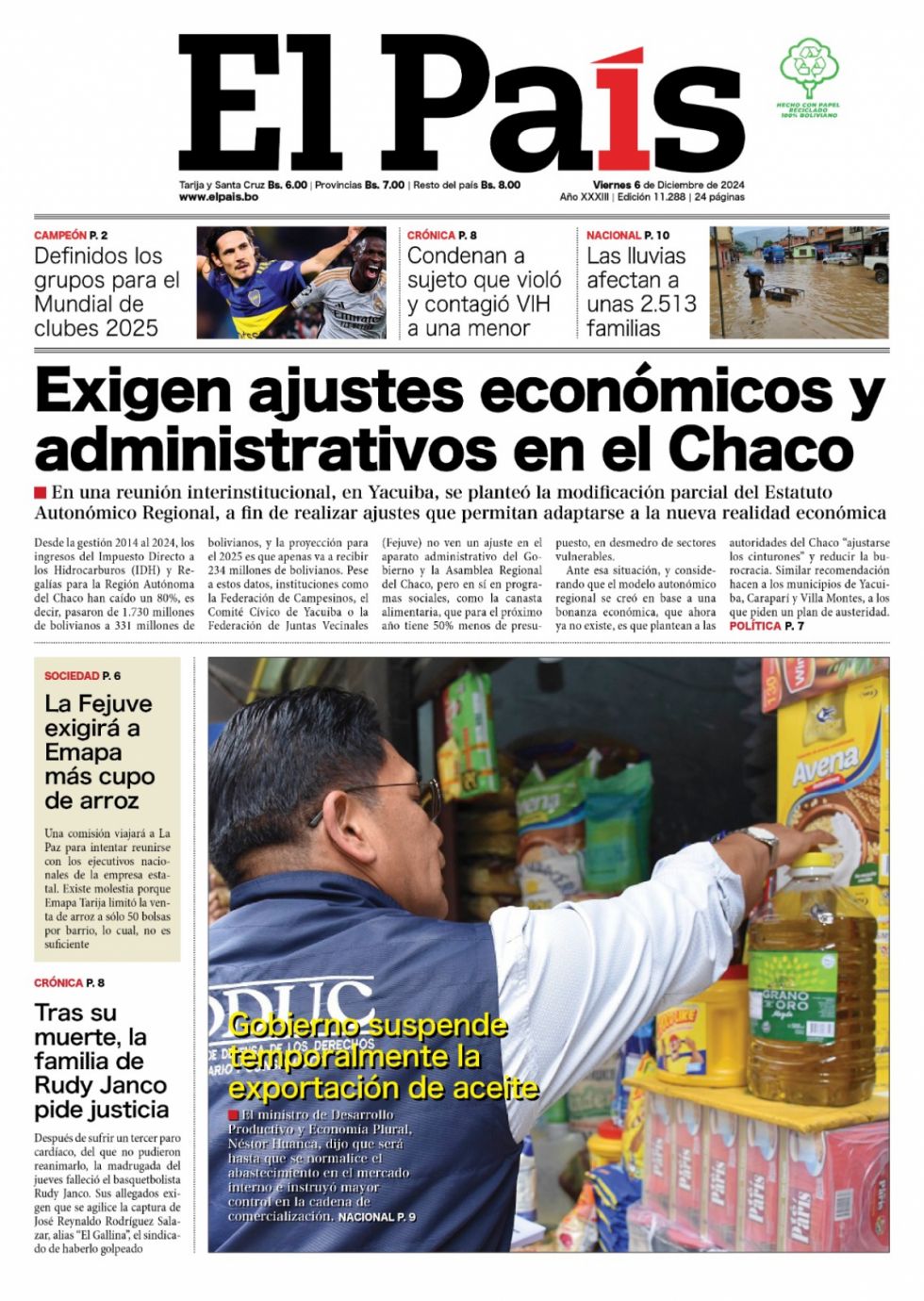 La Autonomía Regional, el precio del aceite, Janco, el Mercosur: Lee las imprescindibles