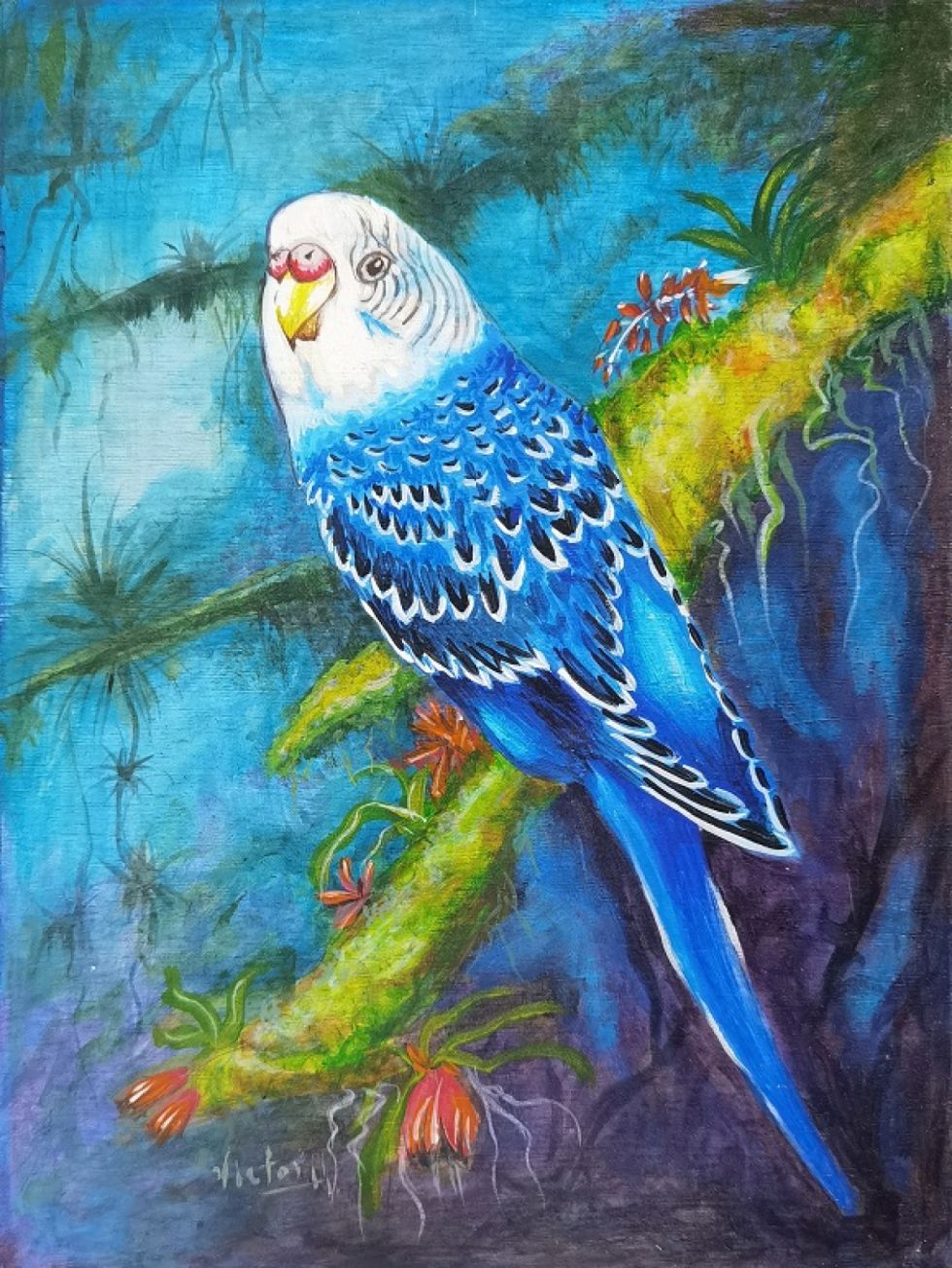 Aves y mujeres en la pintura de Víctor Huarachi