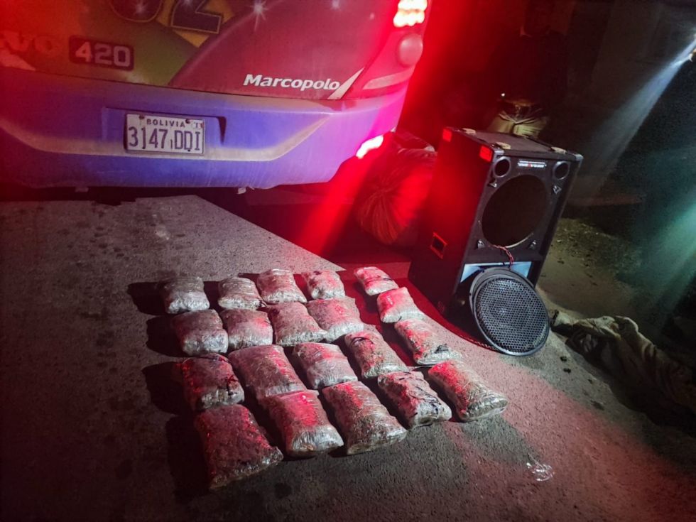 Detectan 20 paquetes de droga dentro de un bus con destino a Tarija