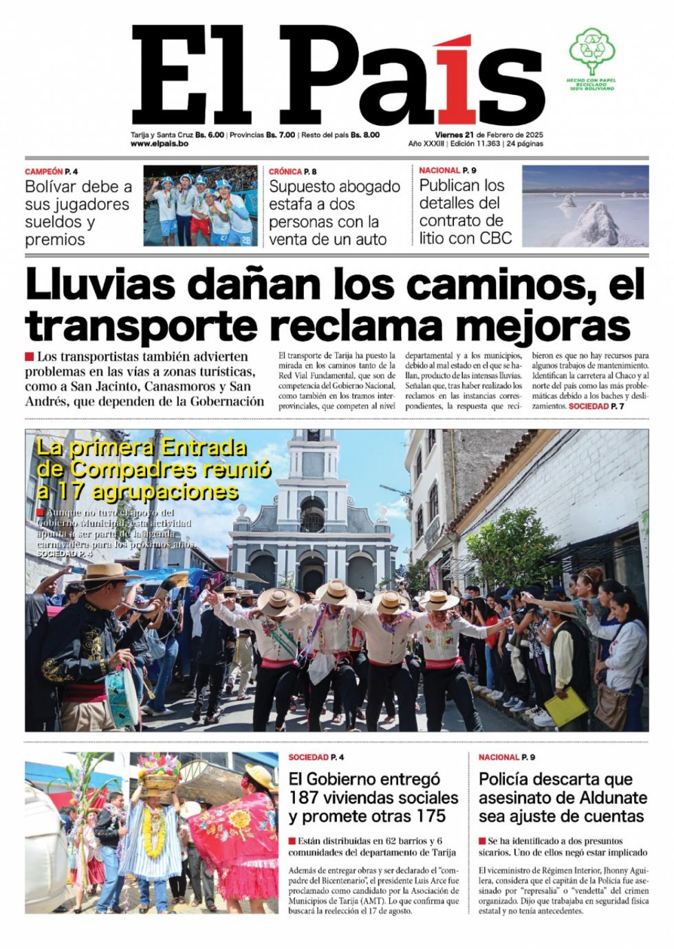 La resaca de compadres, la motosierra de Milei, el partido de Evo... Lee las imprescindibles 