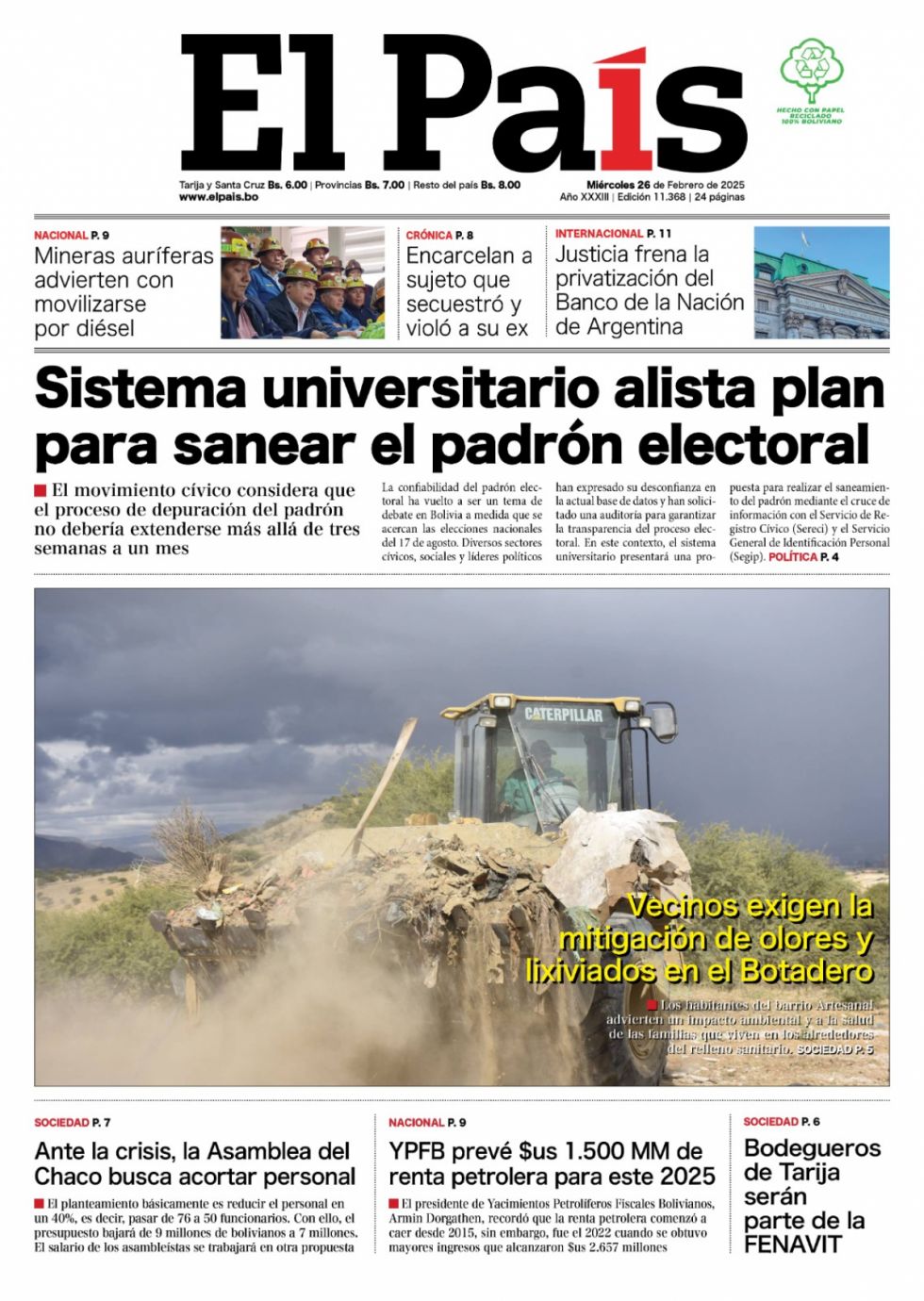Auditar el padrón, Viscarra, las cuentas de Manfred, YPFB... Lee las imprescindibles