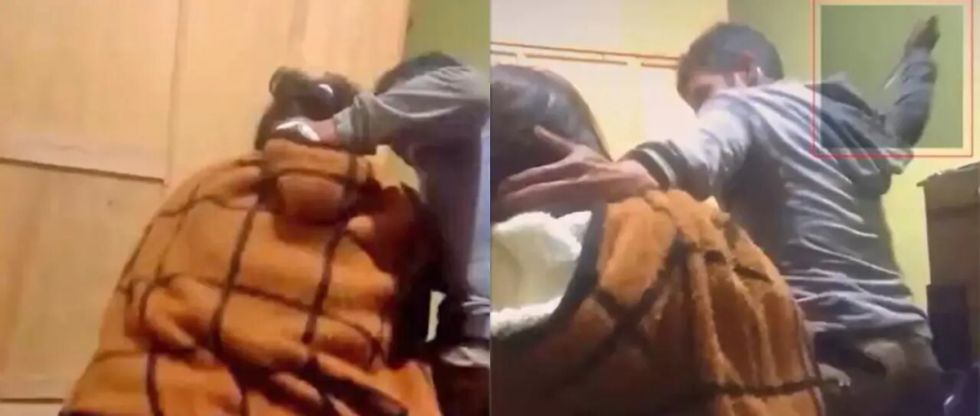Niño graba el momento en el que su padre agrede y amenaza con arma blanca a su madre (Video)
