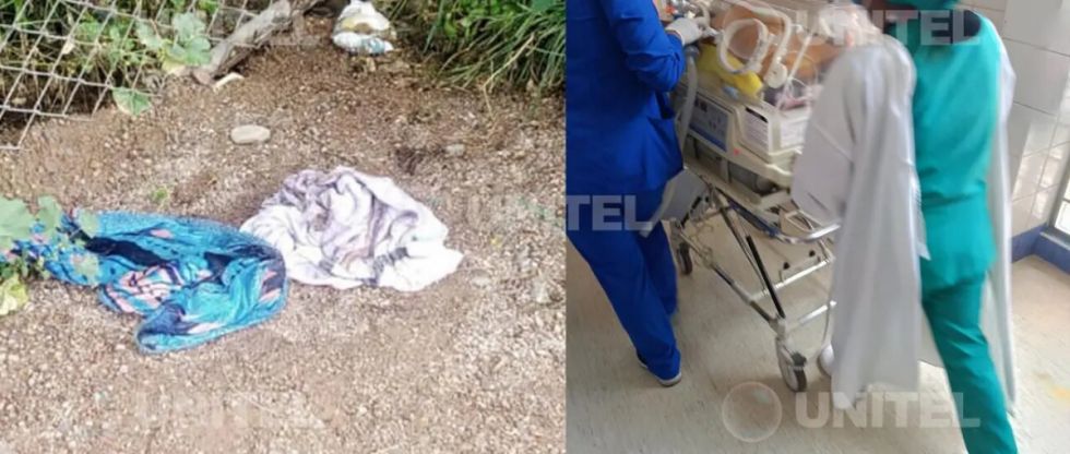 Un bebé recién nacido fue abandonado bajo la lluvia