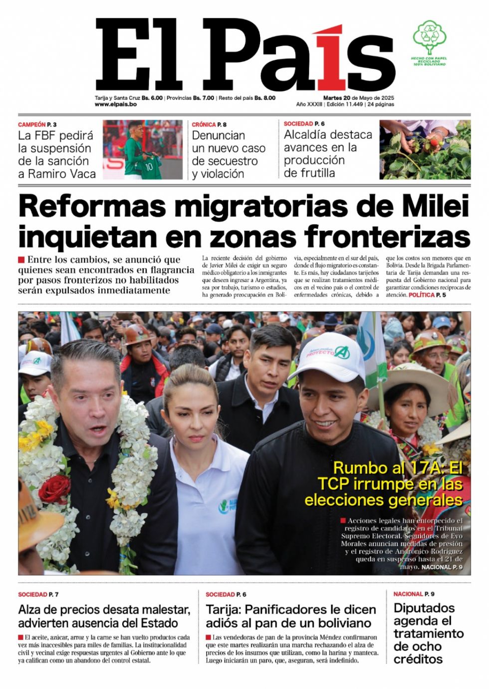 La reforma migratoria, las "cosas" del TCP, el pulso popular, el precio del pan... Lee las imprescindibles