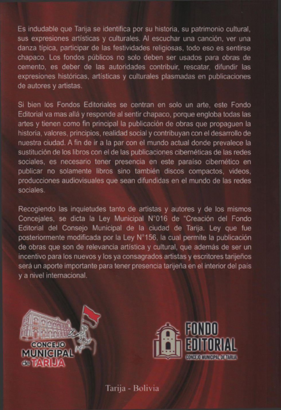 Contra portada Instrumentos Folklóricos De Tarija