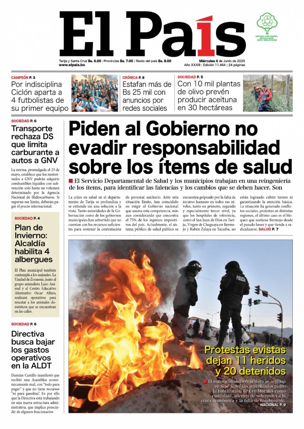 Bloqueos violentos, dudas de Andrónico, el gas y el sarampión, la verde y más: Lee las imprescindibles