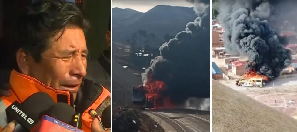 “Han dinamitado el bus, casi me matan”: Conductor llora tras ataque en Llallagua
